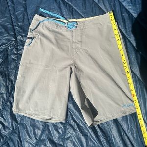 Patagonia Gray Board Shorts with Blue Accents